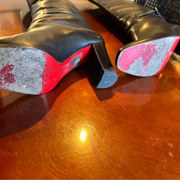 Christian Louboutin MERVILLON 85 Black Leather Heeled Boots - Picture 8 of 13